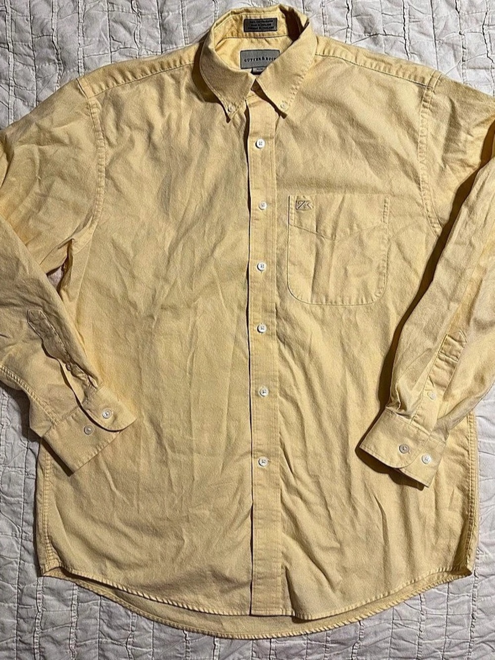 Cutter & Buck Cotton Button-Down Shirt in Yellow Medium